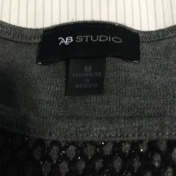AB Studio lightweight 3/4 sleeved black & Grey  sweater - Picture 4 of 5